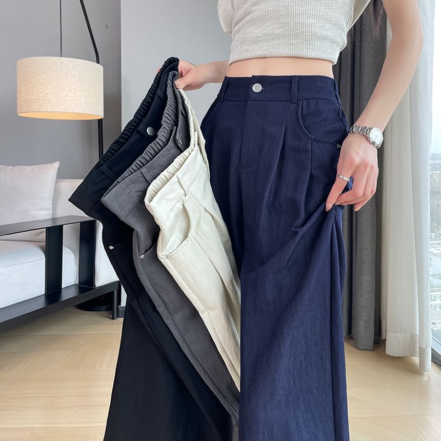 Designs) Rise Plain Wide High Slacks (Various Leg