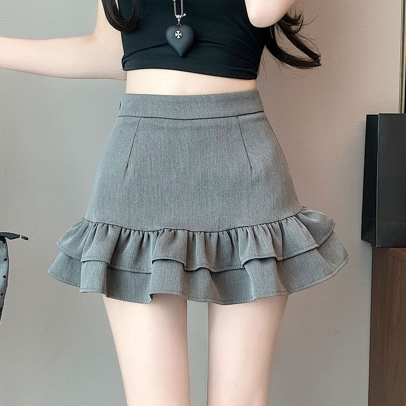 Rise Mini Skirt Pencil Ruffle High Trim