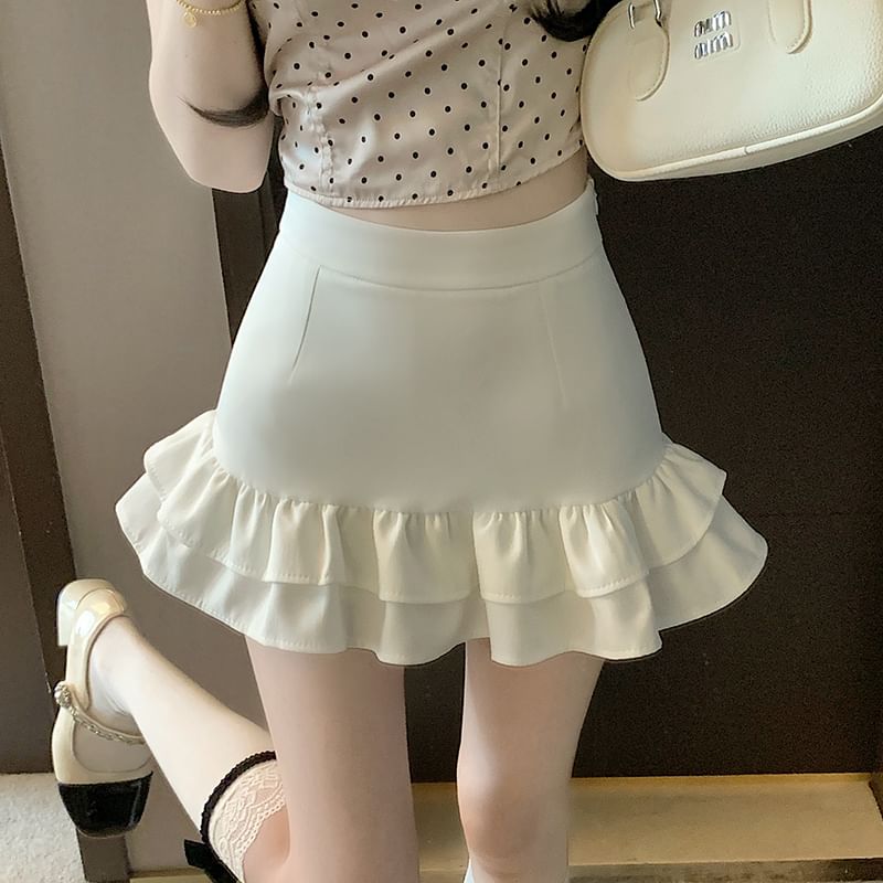 Rise Mini Skirt Pencil Ruffle High Trim