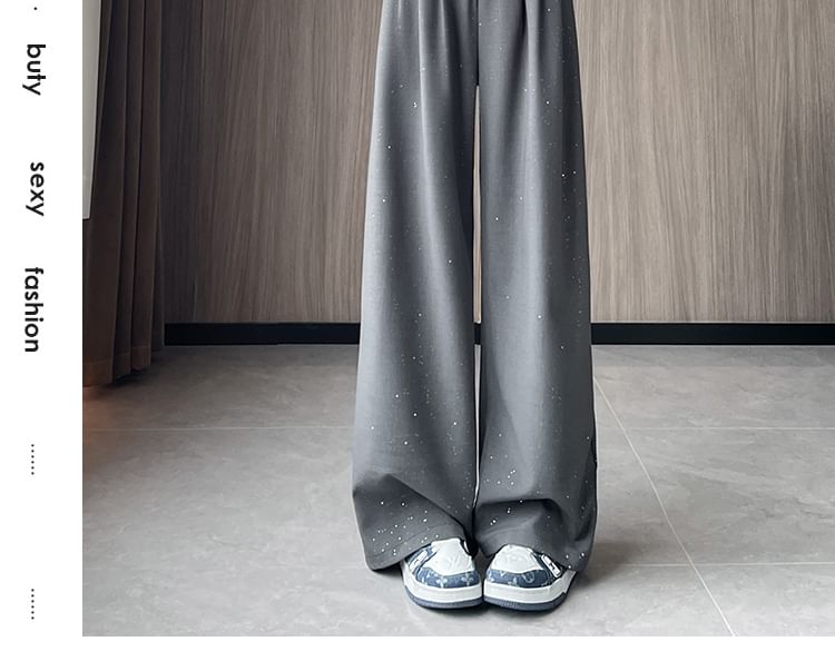 Waist Leg Designs) Panel High Pants Lace Wide (Various Dress Sequin