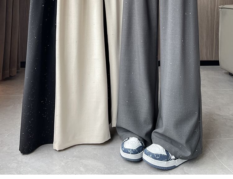 Waist Leg Designs) Panel High Pants Lace Wide (Various Dress Sequin