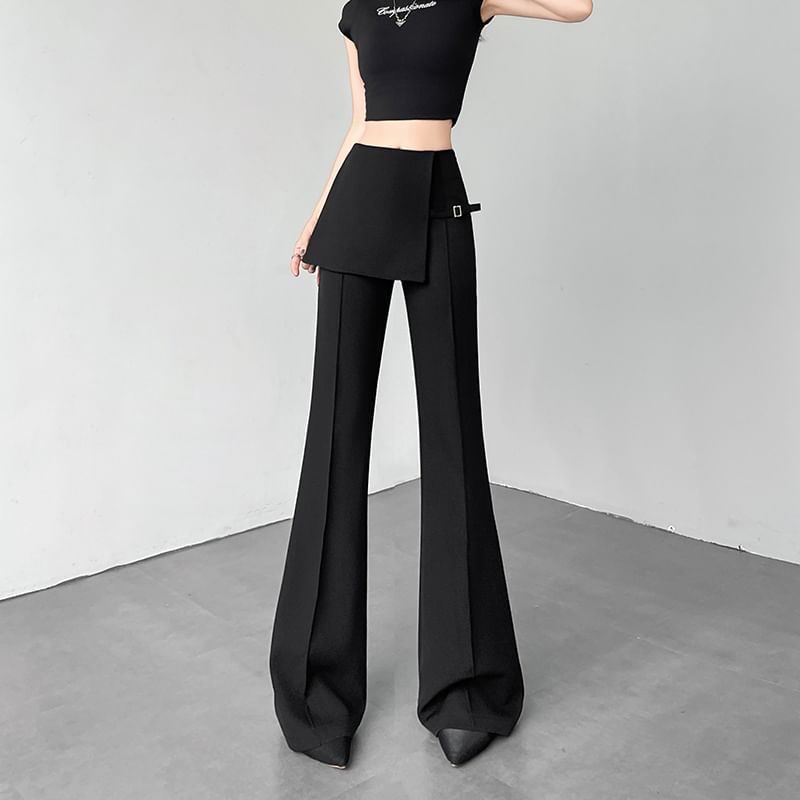 Designs) Suit (Various Overlay Skirt Flared High Buckled Pants Waist