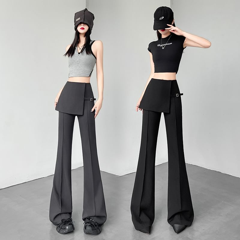 Designs) Suit (Various Overlay Skirt Flared High Buckled Pants Waist
