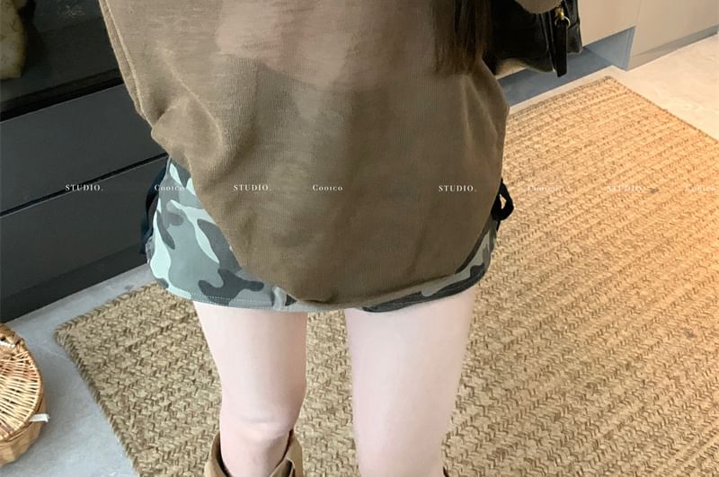 Top Long-Sleeve V-Neck Knit / Bralette Plain