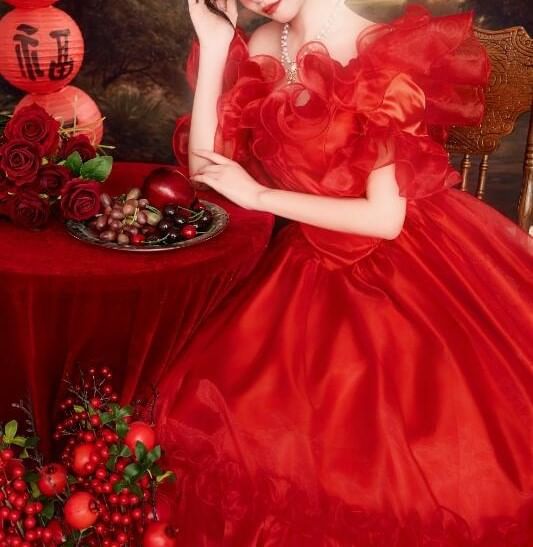 Gown Ruffled A-Line Evening Off-Shoulder