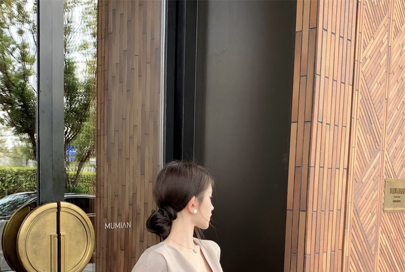 Front High Plain Jacket Camisole Lace Maxi / Top Skirt Pencil Waist Open V-Neck Trim Fringe