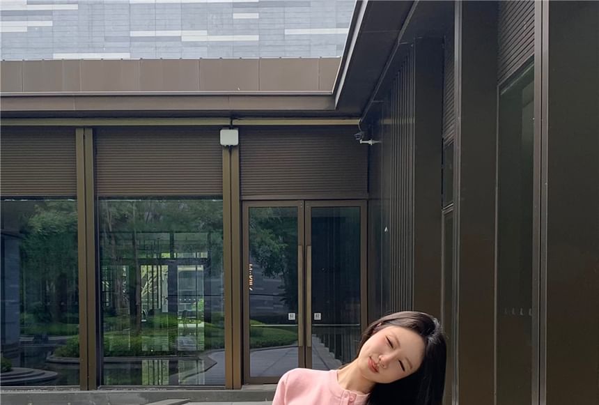 Neck Shorts Lace Panel / Padded V-Neck Cardigan High Waist Round Top Camisole Plain Sweat