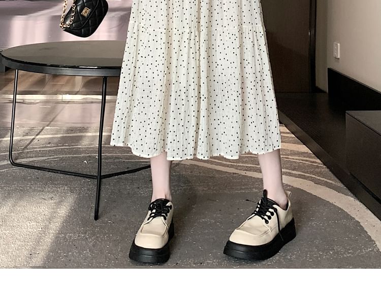 A-Line Skirt Elastic Dotted Midi Tiered Waist