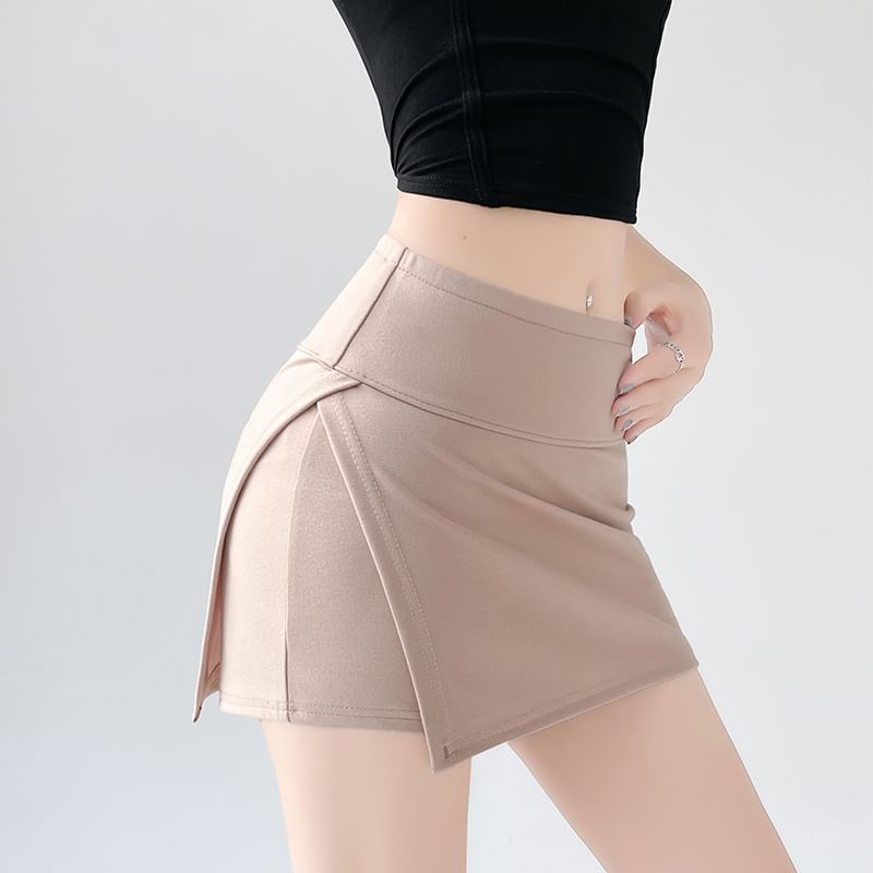 High Skort Plain Slit Waist