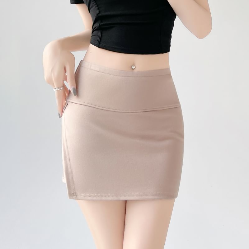 High Skort Plain Slit Waist