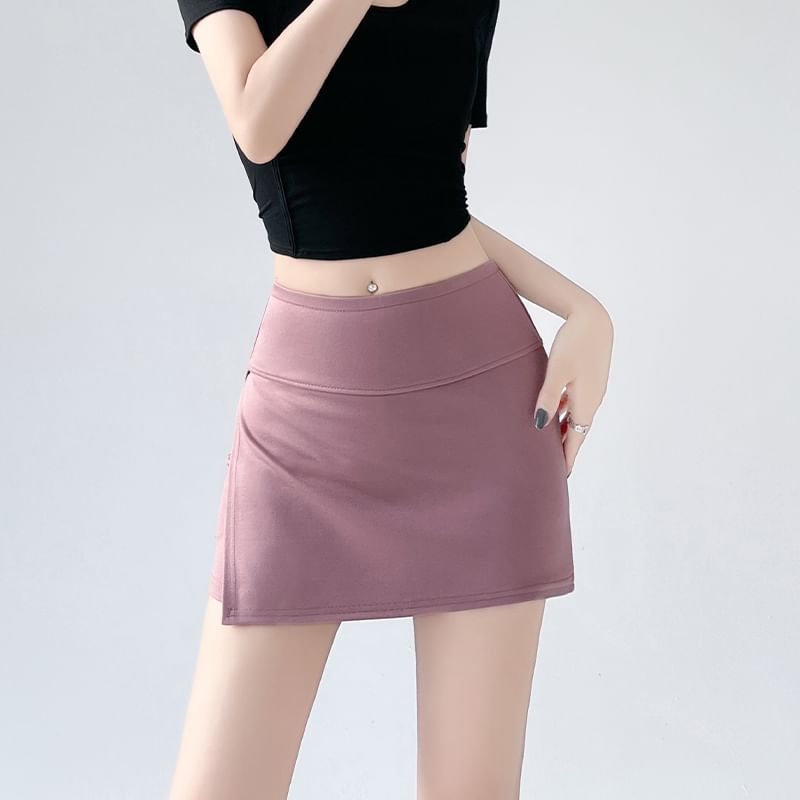 High Skort Plain Slit Waist