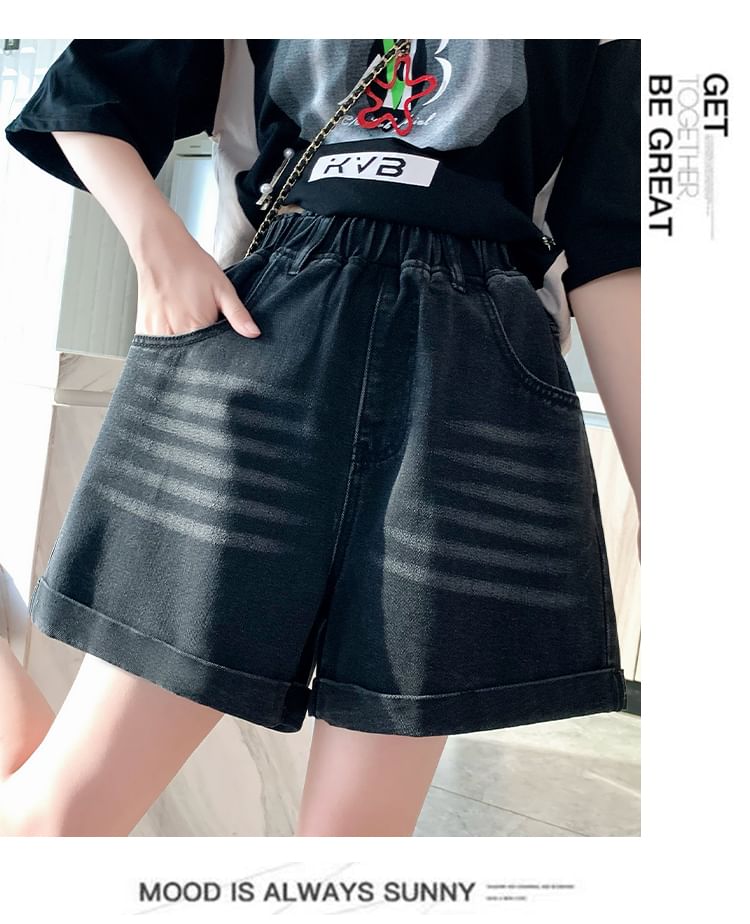 Shorts Washed Elastic Denim Waist
