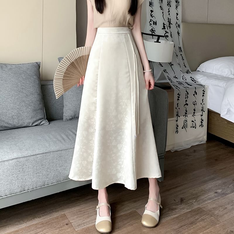 Skirt Floral A-Line Maxi Waist High
