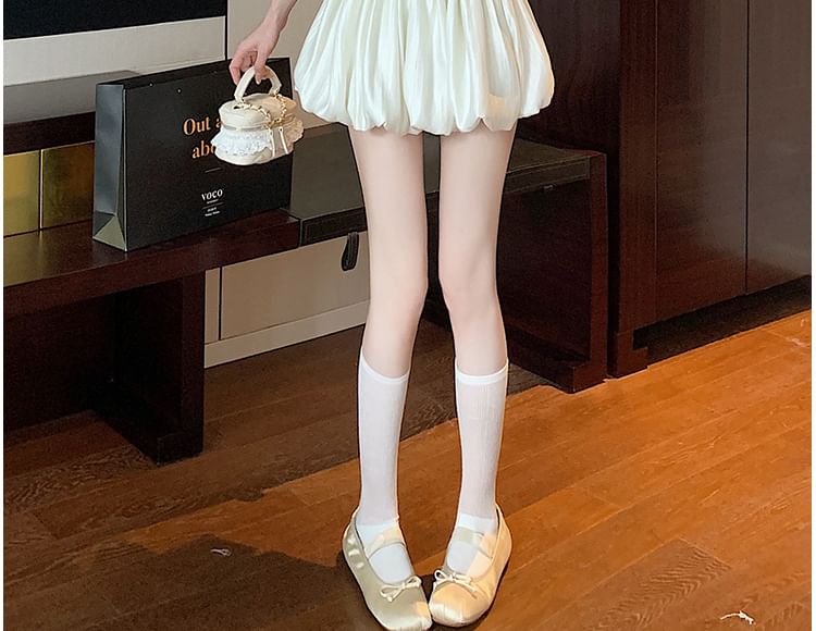 High Plain Skirt Mini Ruched Waist A-Line