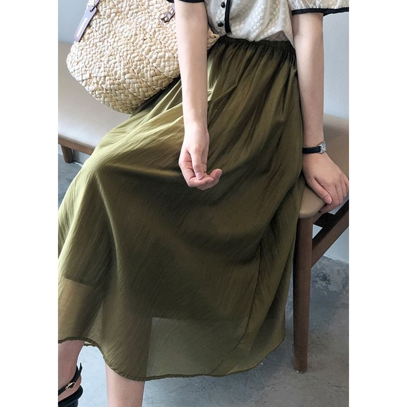 Skirt High Rise Midi Plain A-Line