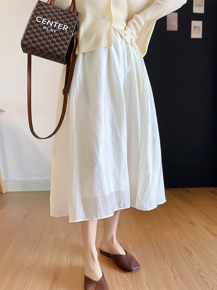 Skirt High Rise Midi Plain A-Line