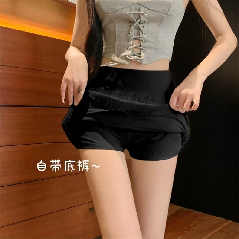 Lace High Skirt Mini Trim Pencil Plain Rise