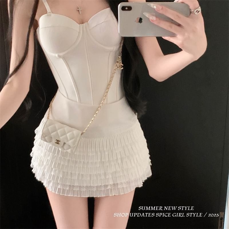 Lace High Skirt Mini Trim Pencil Plain Rise
