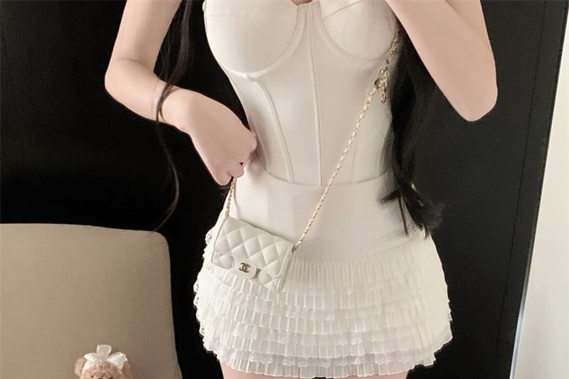 Lace High Skirt Mini Trim Pencil Plain Rise