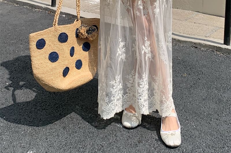 Trim Flower High Maxi Embroidered Lace A-Line Skirt Waist