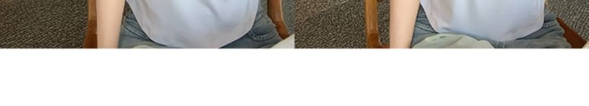 Short-Sleeve Plain T-Shirt Ruched V-Neck