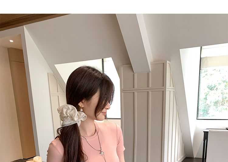 Tee Fit Round Short-Sleeve Neck Plain Slim