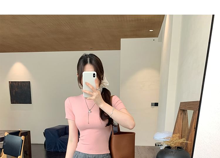 Tee Fit Round Short-Sleeve Neck Plain Slim