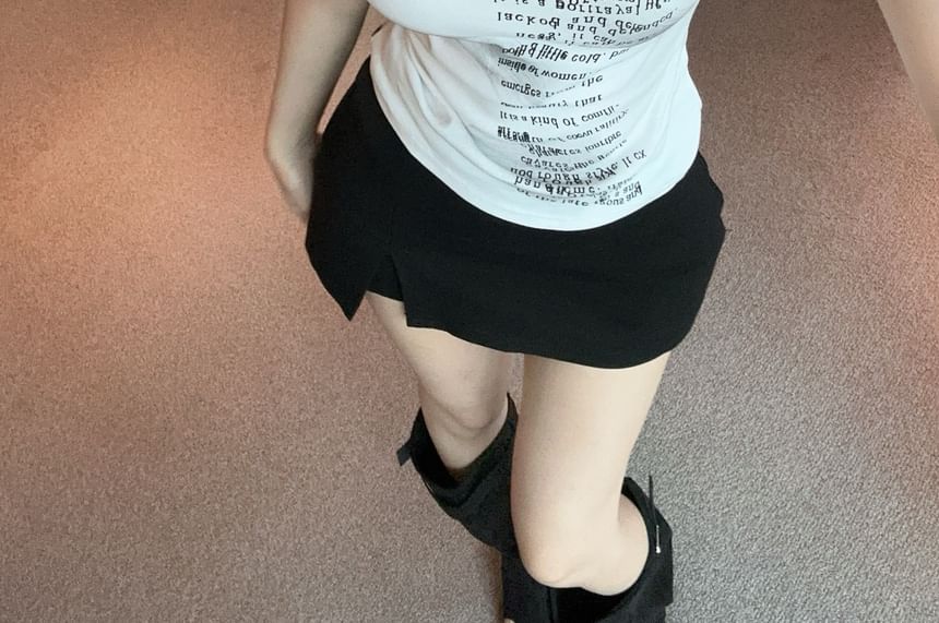 Short-Sleeve Neck Lettering Fit Crew Tee Slim