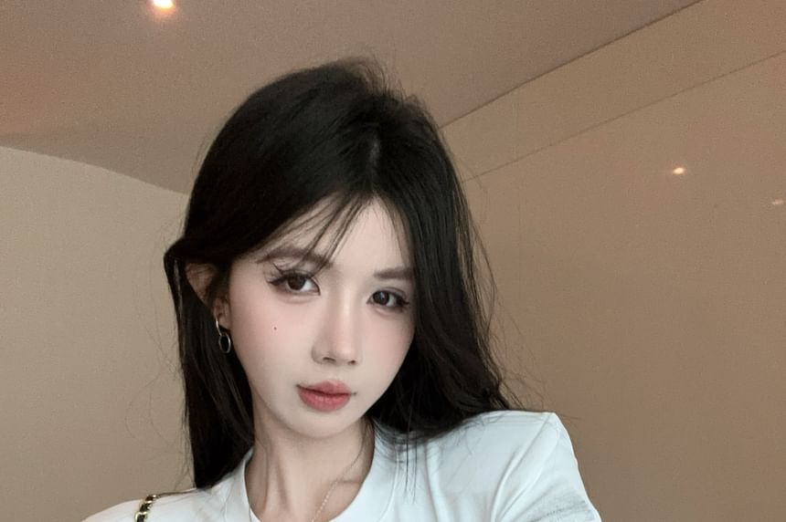 Short-Sleeve Neck Lettering Fit Crew Tee Slim