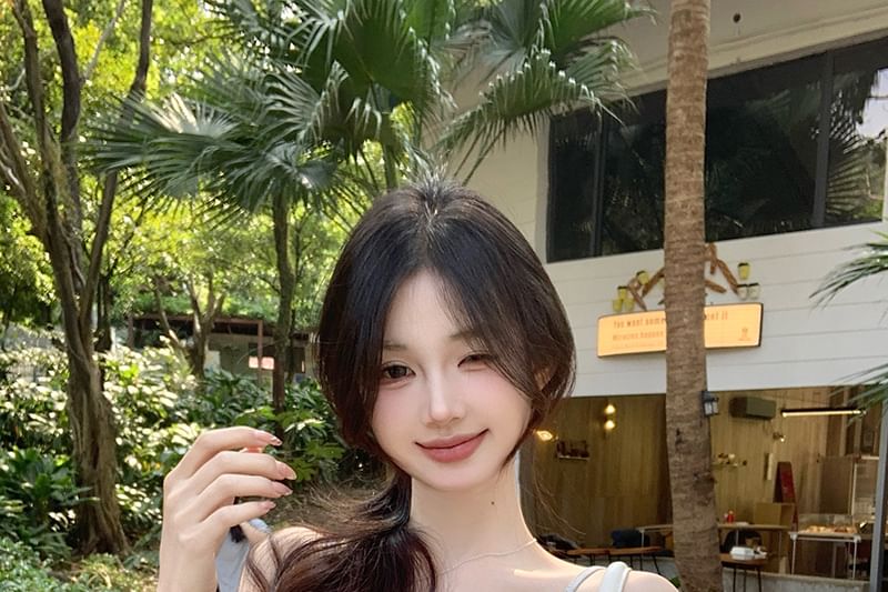 Slim Lace Fit Cami Twist Padded Trim Top