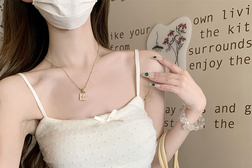 Fit Slim Cami Dotted Top Bow Panel