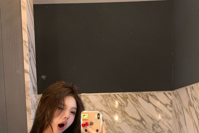 Top Cami Slim Fit Mesh Crop Bow