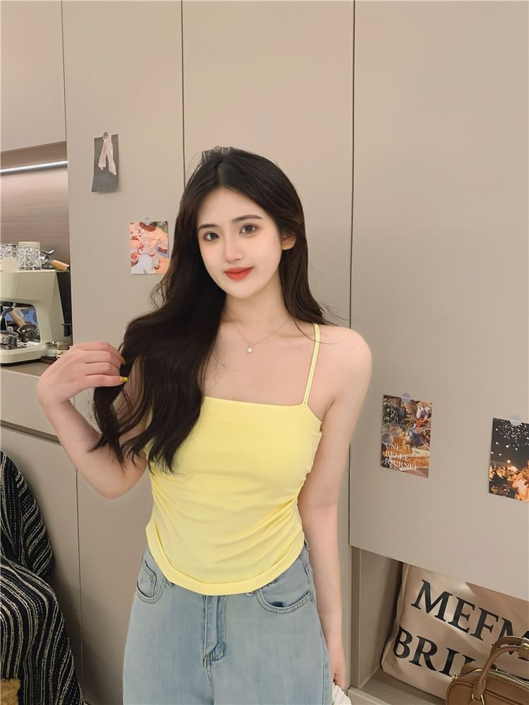 Ruched Slim Racerback Top Camisole Fit Padded