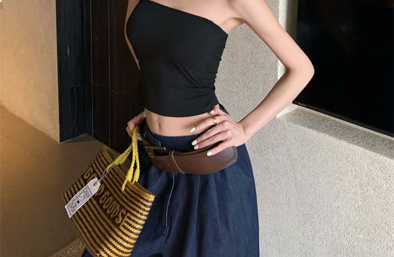 Padded Panel Halter Crop Fit Slim Top Lace Plain