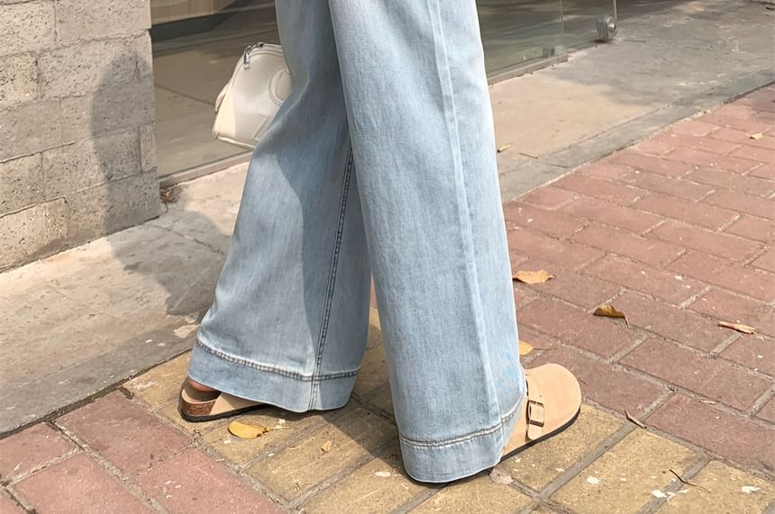 Leg High Jeans Wide Washed Waist