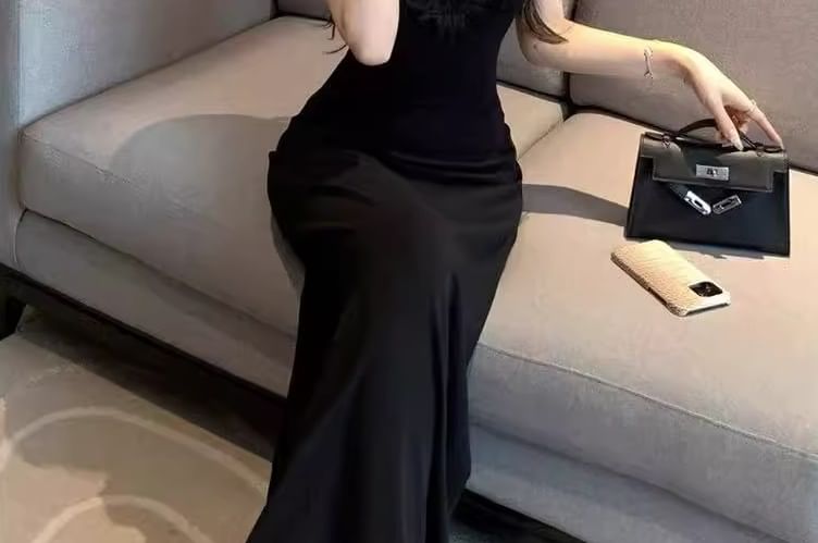 Lace Dress Maxi Panel V-Neck Mermaid Sleeveless