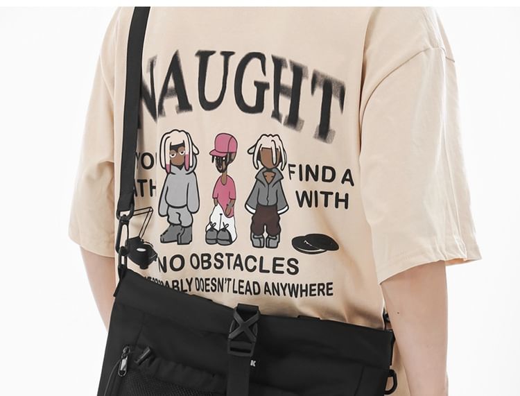 Panel Bag Mesh Buckled Crossbody Nylon