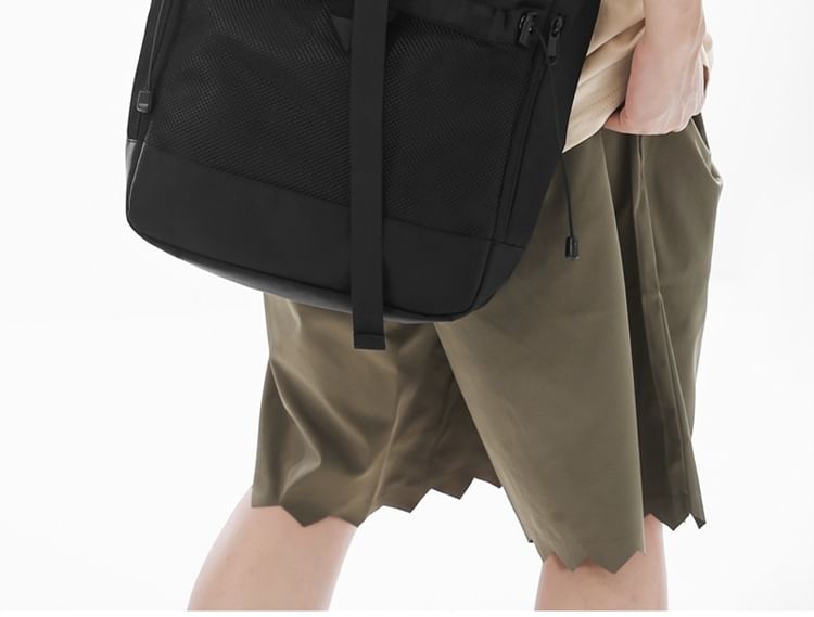 Panel Bag Mesh Buckled Crossbody Nylon