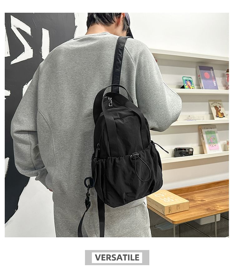 Plain Nylon Drawstring Sling Bag