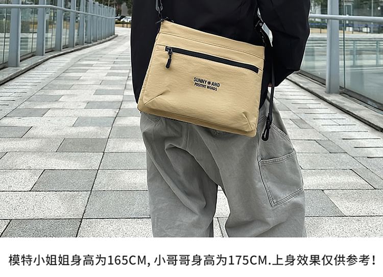 Lettering Bag Print Nylon Crossbody