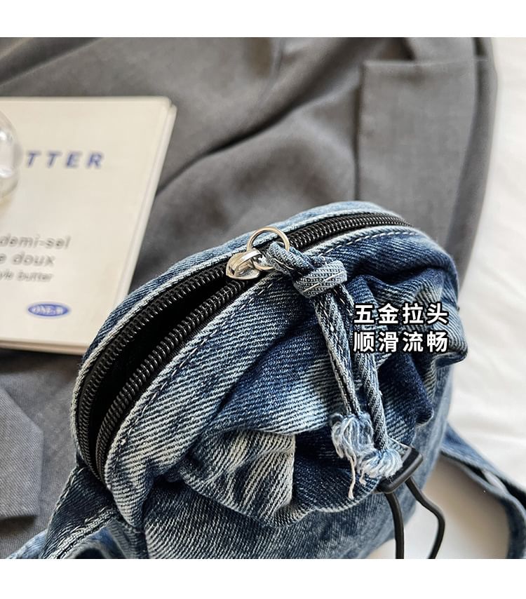 Drawstring Crossbody Phone Bag Mobile Denim