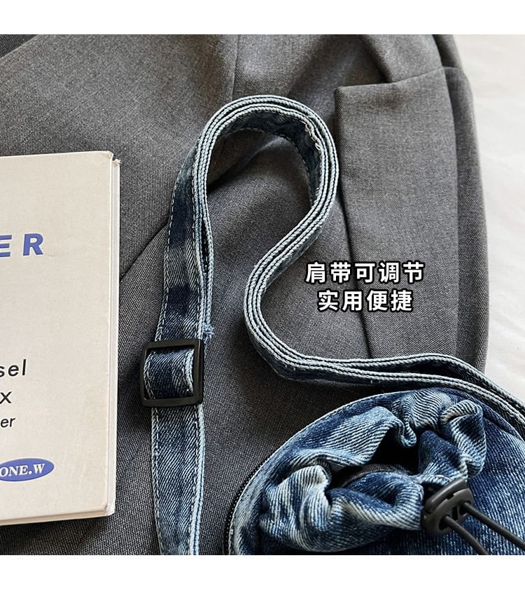 Drawstring Crossbody Phone Bag Mobile Denim