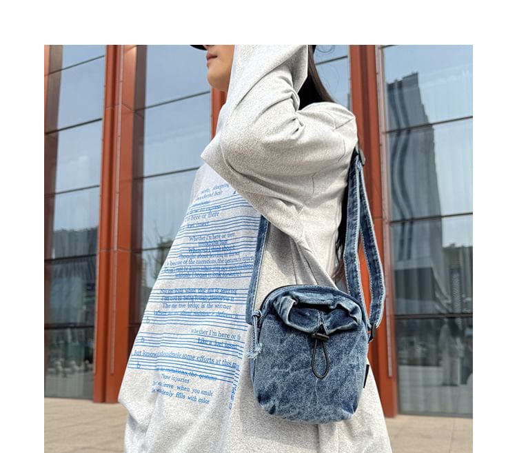 Drawstring Crossbody Phone Bag Mobile Denim
