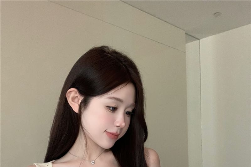 Tank Lace V-Neck Button Panel Top