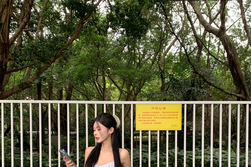 Plain Top Ruffle Asymmetrical Cami