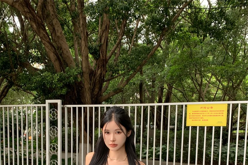 Plain Top Ruffle Asymmetrical Cami