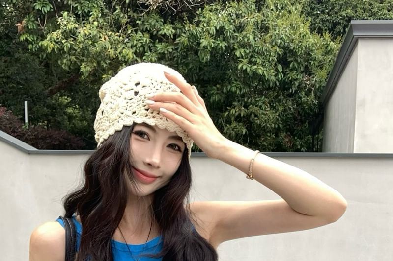 Crew Neck Tie-Up Top Tank Plain