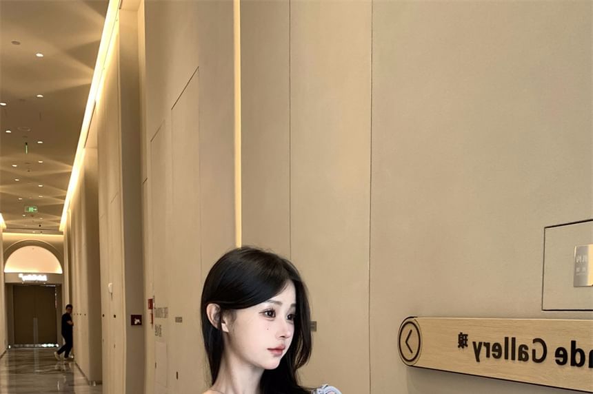 Deep Plain Scoop Set: Neck Top Shoulder + Plunge Camisole Tie Tank