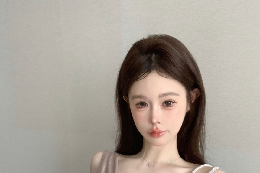 Camisole Top Plain Neck Asymmetrical Cowl