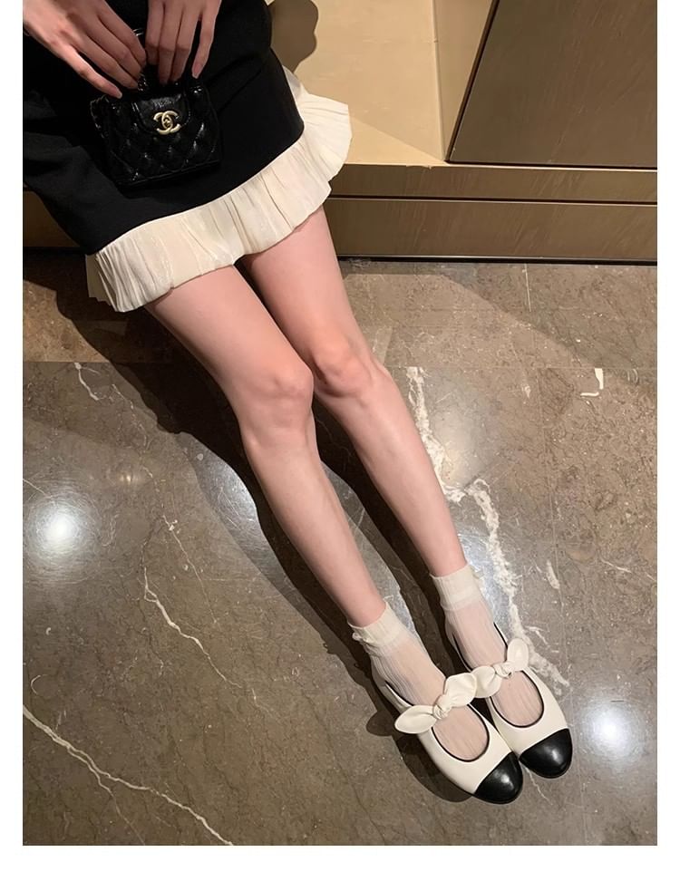 Two Tone Bow Flats Faux Leather Ballet